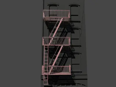 Fire Escape Staircase 3D model