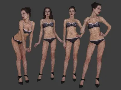 Scanned Girl Pack Low-poly 3D model