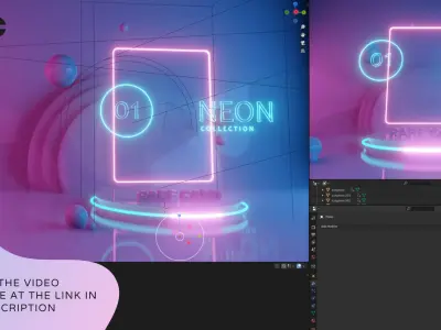 Neon Blender NFT PODIUM animated template 3D model