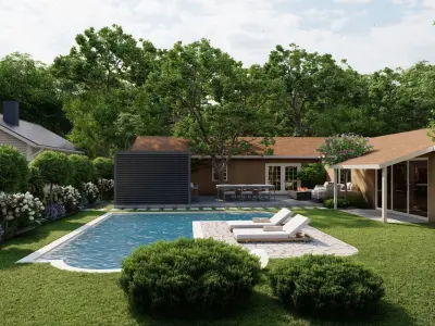 D Exterior Scene 3D model design garden and landscape  3D model