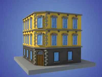 cartoon building 2 low poly Low-poly 3D model