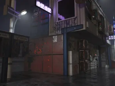 Night street 3D model purchase