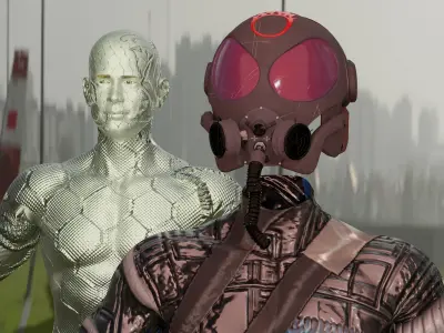 3D model of sci fi gas man with pack 3D model