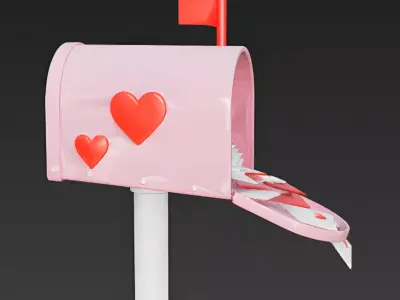 Overflowing Valentines Day Mailbox 3D Model Low-poly 3D model