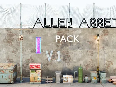  Alley asset pack  Low-poly 3D model