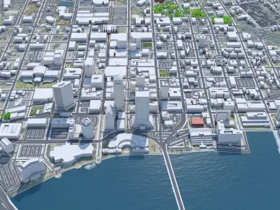Jacksonville Downtown Florida USA Low-poly 3D model