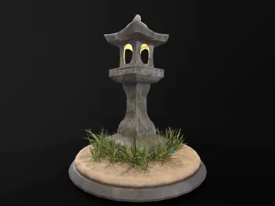 Forest Japanese Lantern Low-poly 3D model