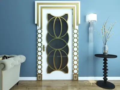 DOOR- MODERN-HANDLE-WALL -LIGHT-SOFA-TABLE 3D model