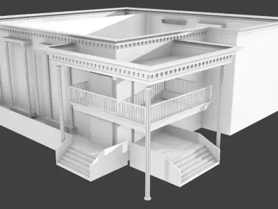 buglow house with balconies and stairs 3D model