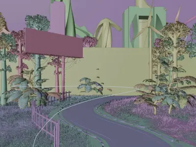 blender futuristic city scene 3D model