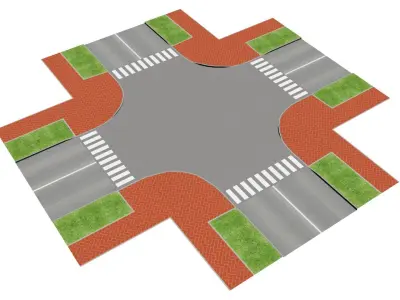 Road patches Pack Low-poly 3D model