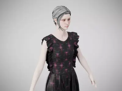 Dress 20 Light Burst Static Low-poly 3D model