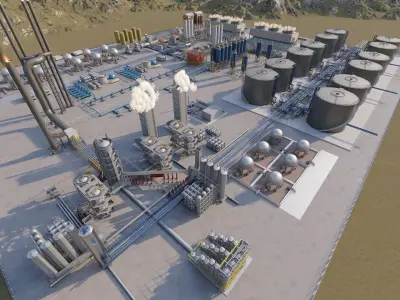 Petrochemical-Complex and Oil Gas Rig-Refinery power plant 3D model