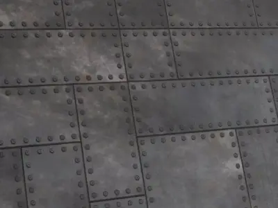 Black Rusty Riveted Metal Plate PBR Seamless Texture