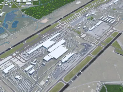 Raleigh Durham Airport Low-poly 3D model