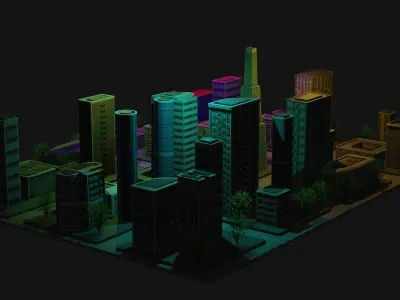 Night City Low-poly 3D model