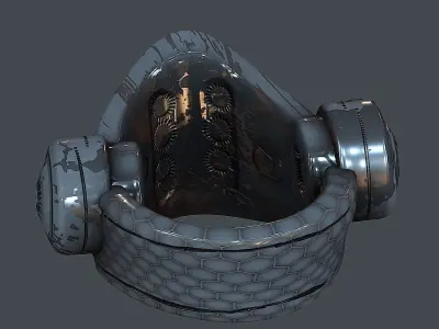 Gas mask helmet 3d model scifi Low-poly Low-poly 3D model 9