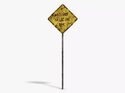 Damaged End of the Road Sign Low-poly 3D model