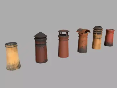 Chimney Pipes Low-poly 3D model