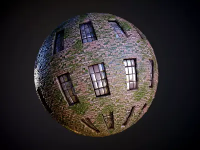 Brick Building Vines Seamless PBR Texture  Texture