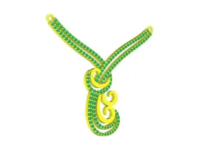 Luxury Emerald Diamond Swirl Pendant Jewelry Design 6294 3D print model