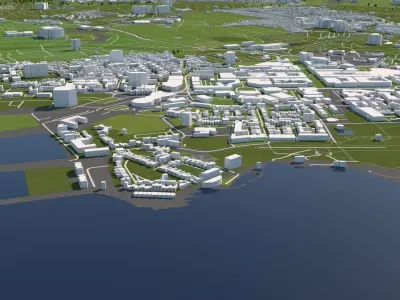 Plymouth UK 50x50km 3D City Map 3D model