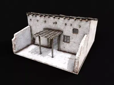 Village White Clay House 3 Low-poly 3D model