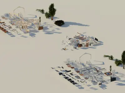 Modular Double Mansion Assets Pack Low-poly 3D model