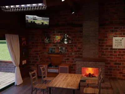 American Wooden Room 3D model