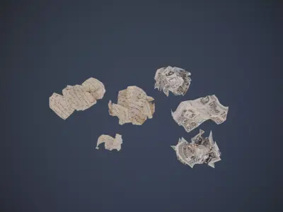 Crumpled papers Low-poly 3D model