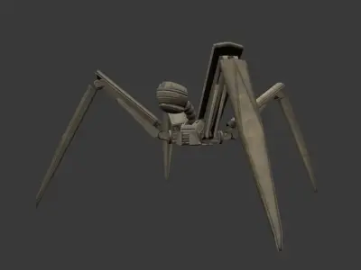 Rigged and Animated Gun Robot Low-poly 3D model