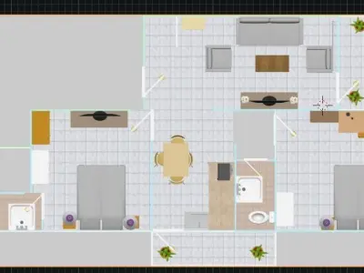 detailed floor plan 3d BLENDER ready 3D model Low-poly 3D model