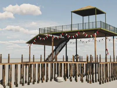 Old Dock Low-poly 3D model