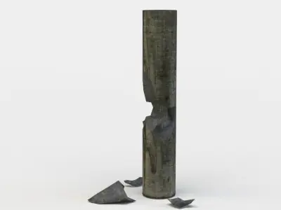 Damaged column Low-poly 3D model