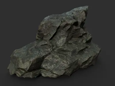 Low poly Black Sharp Rock 210226 Low-poly 3D model