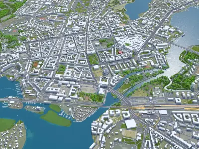 Potsdam City Germany Low-poly 3D model
