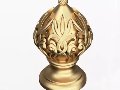 Carved Finial Knob 01 Low-poly 3D model