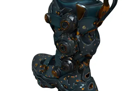 SciFi Futuristic Robotic Boot Low-poly 3D model