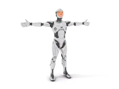 Futuristic Humanoid Robot Model Pack with Articulated Limbs Low-poly 3D model