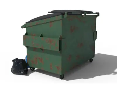 Cyberpunk Garbage Dumpster with Bags 3D model