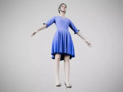 Dress 06 Very Light Blue Low-poly 3D model