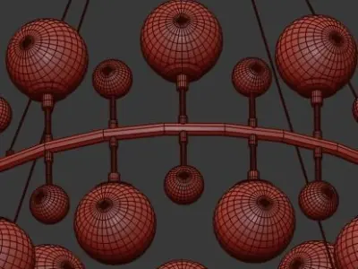 milk bubble ring chandelier 3D model