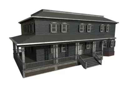 Horror House  and  Furniture Pack Low-poly 3D model
