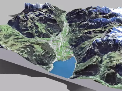 Mountain landscape and cityscape Altdorf Switzerland 3D model