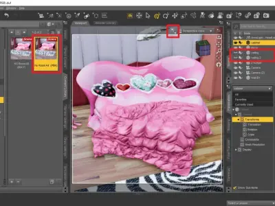 Heart Bed with Gift Room 3D model