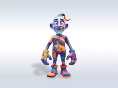 Colorful Monster Halloween Character 3D model
