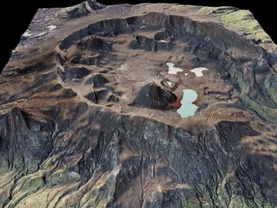 Okmok Caldera 3d model terrain 3D model