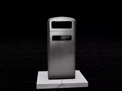 Realistic Urban Street Trash Bin Game Ready Prop 3D model