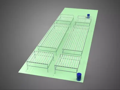 LARGE NFT FIELD AEROPONIC HYDROPONIC LAYOUT ARRAY ROW PLANT FARM 3D model