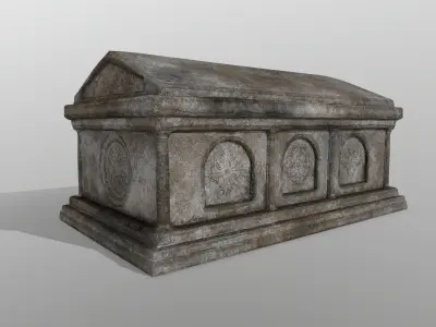tomb 5 stone casket Low-poly 3D model